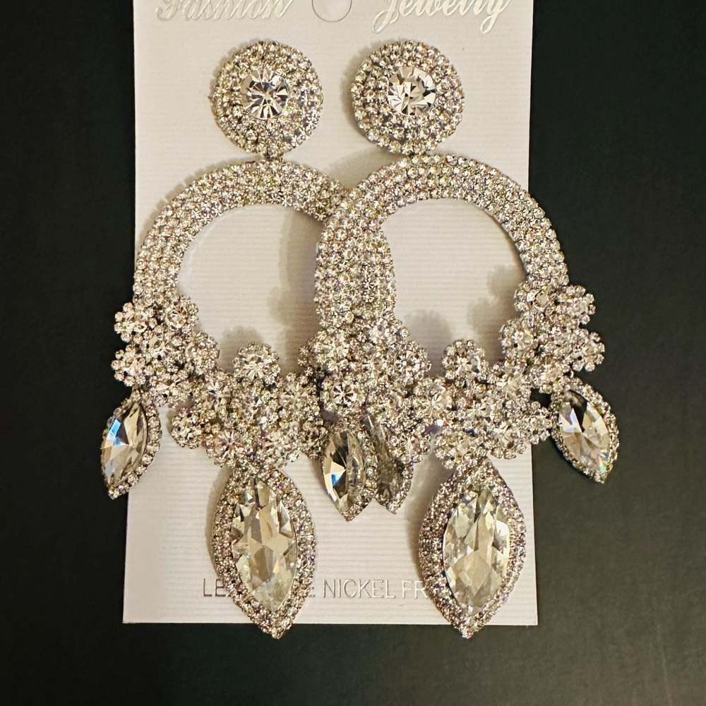 Silver Chandelier Crystal Earrings for Special Occasions